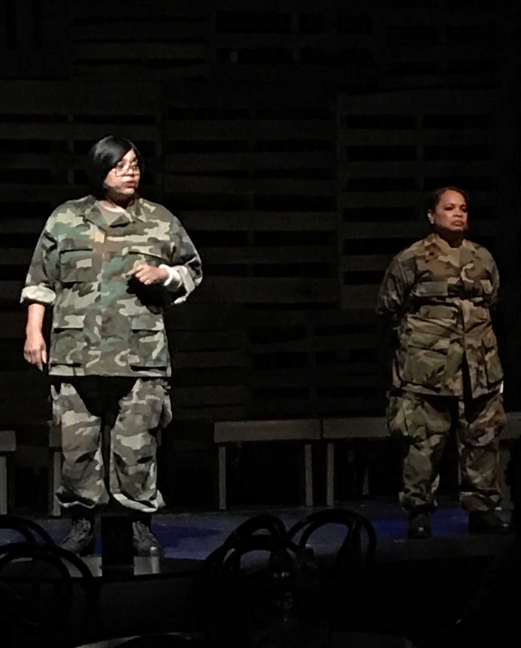 (L-R) Irene Cruz and Carla Brame Wilkerson  in a performance of Marching On at The Wallis.  PHOTO CREDIT: Nate Albus